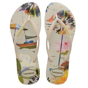 🎉HP🎉 NWT Havainas Slim Summer Bliss Straw Beige Flip Flops 7017812